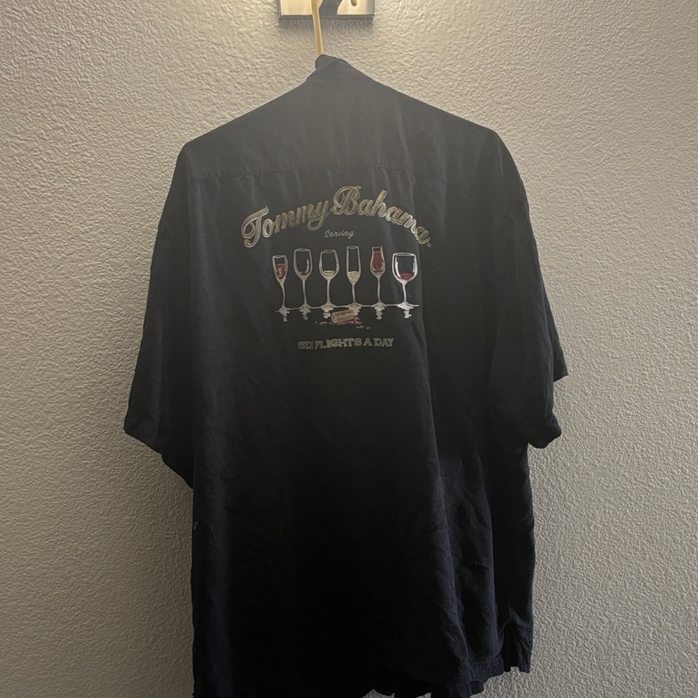 Tommy Bahama Black Shirt with Wine Glass Design - Picture 3 of 4